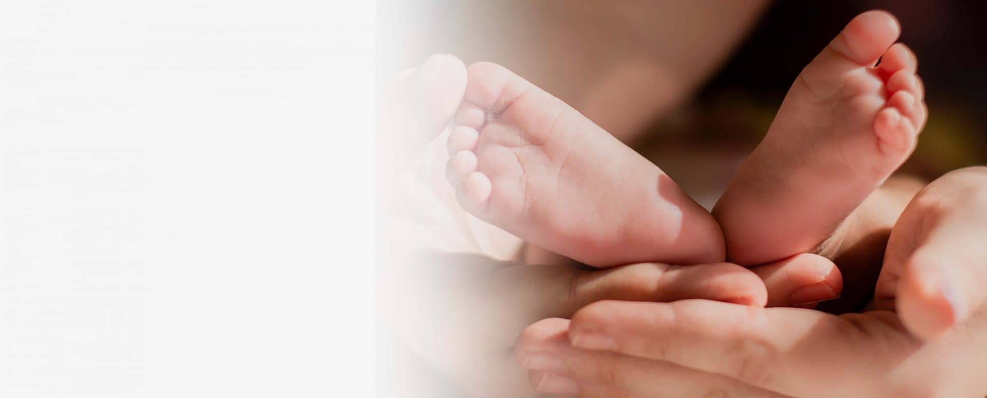A newborn's feet cupped in a parent's hands